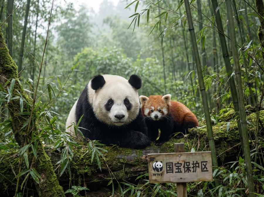 四虎国宝视频 大熊猫与小熊猫同框写真视频